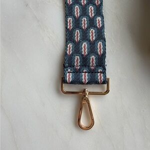 Cool Blue Patterned Bag Strap with Gold Hardware